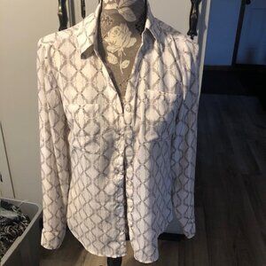 Express White & Tan Blouse
